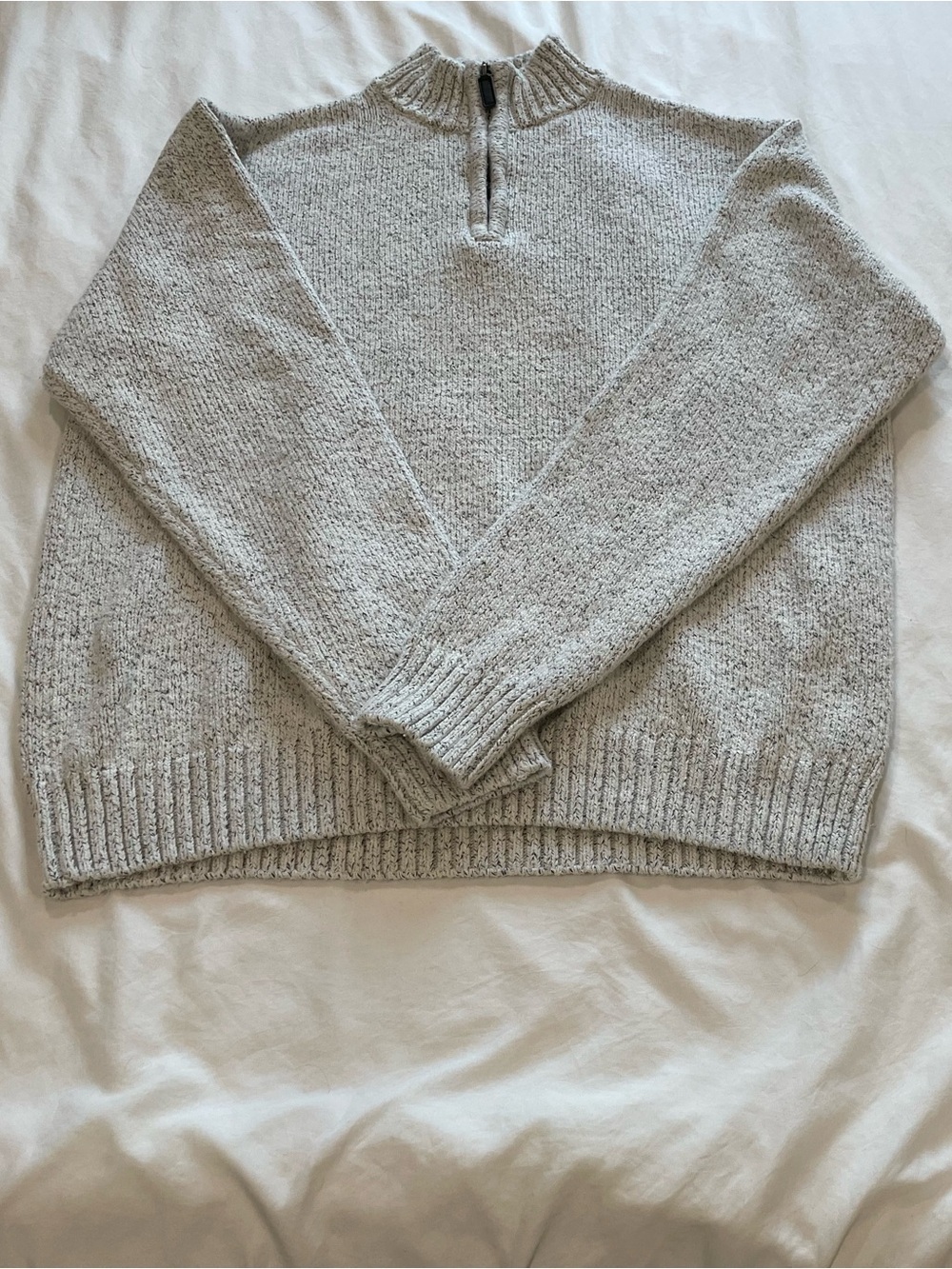 Ralph Lauren Chaps Light Gray Half-Zip Pullover Sweater Large